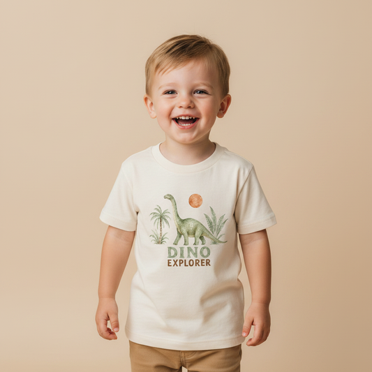 Dinosaur Toddler Shirt – Dino Explorer Watercolor Brontosaurus Tee