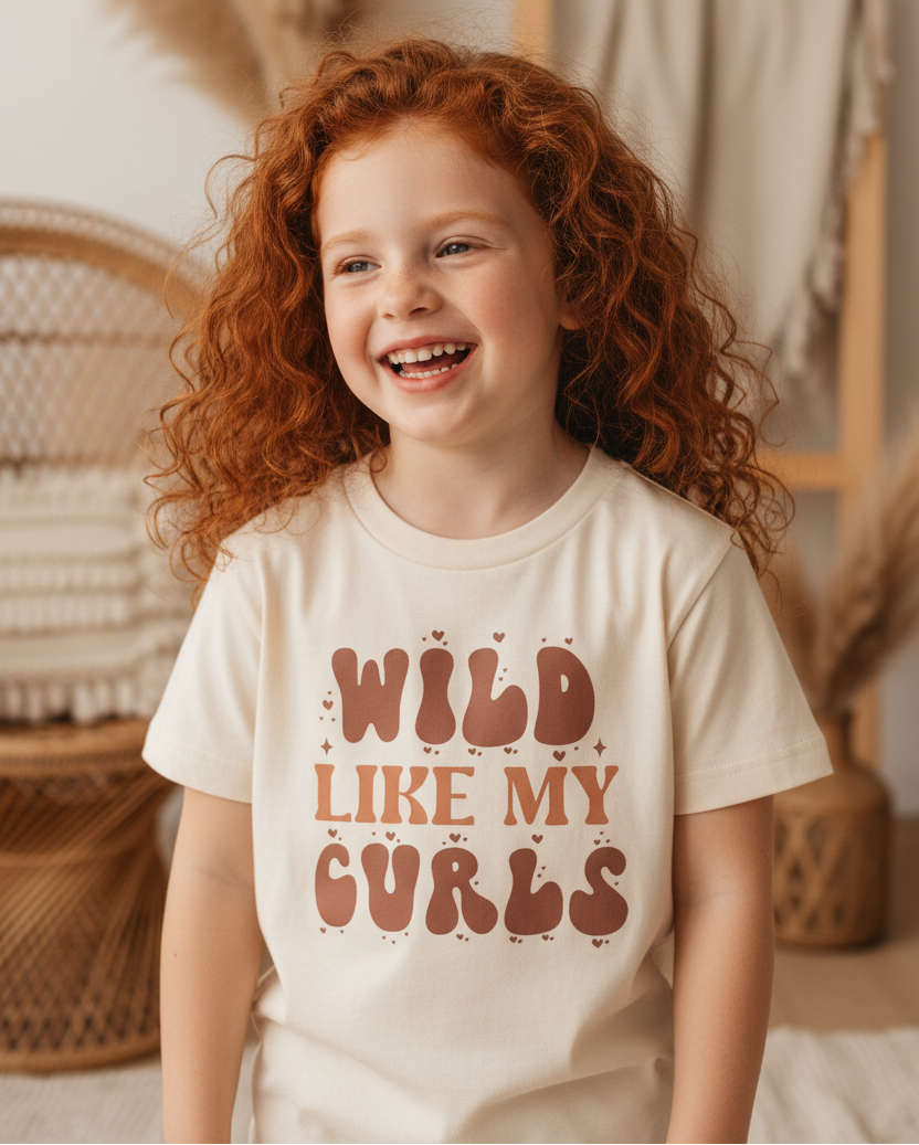 Wild Like My Curls Kids Shirt – Boho Retro Tee