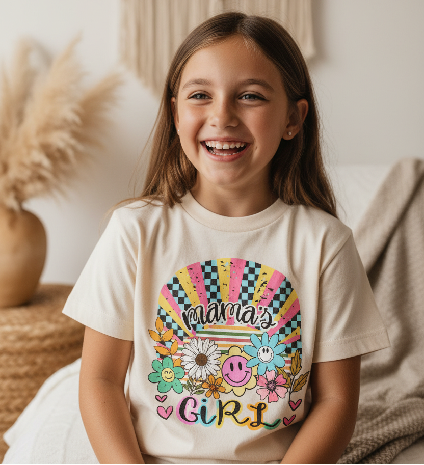 Mama's Girl Retro Kids Shirt – Boho Floral Tee