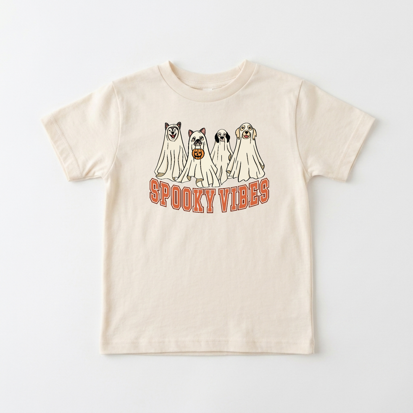 Spooky Vibes Dog Ghosts Kids Shirt – Halloween Tee