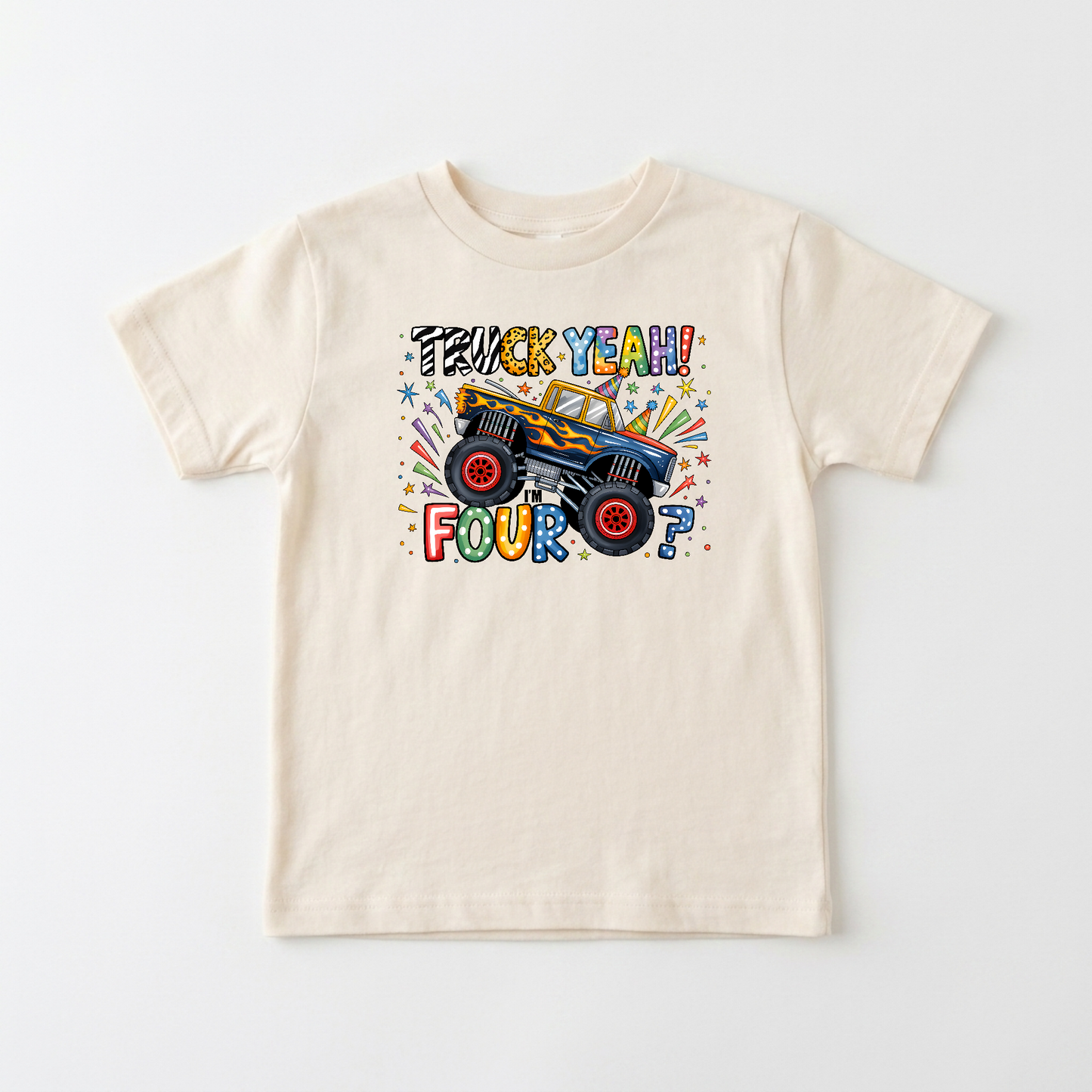 Truck Yeah I'm Four Toddler Shirt – Monster Truck 4th Birthday Tee