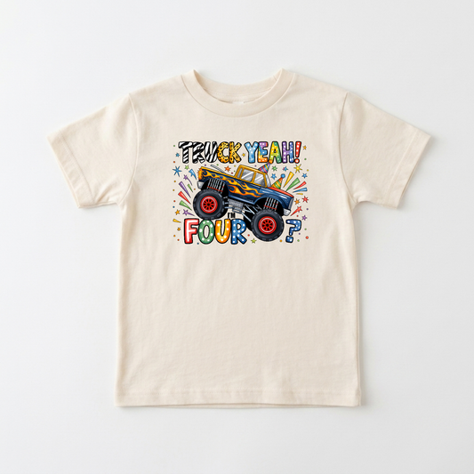 Truck Yeah I'm Four Toddler Shirt – Monster Truck 4th Birthday Tee