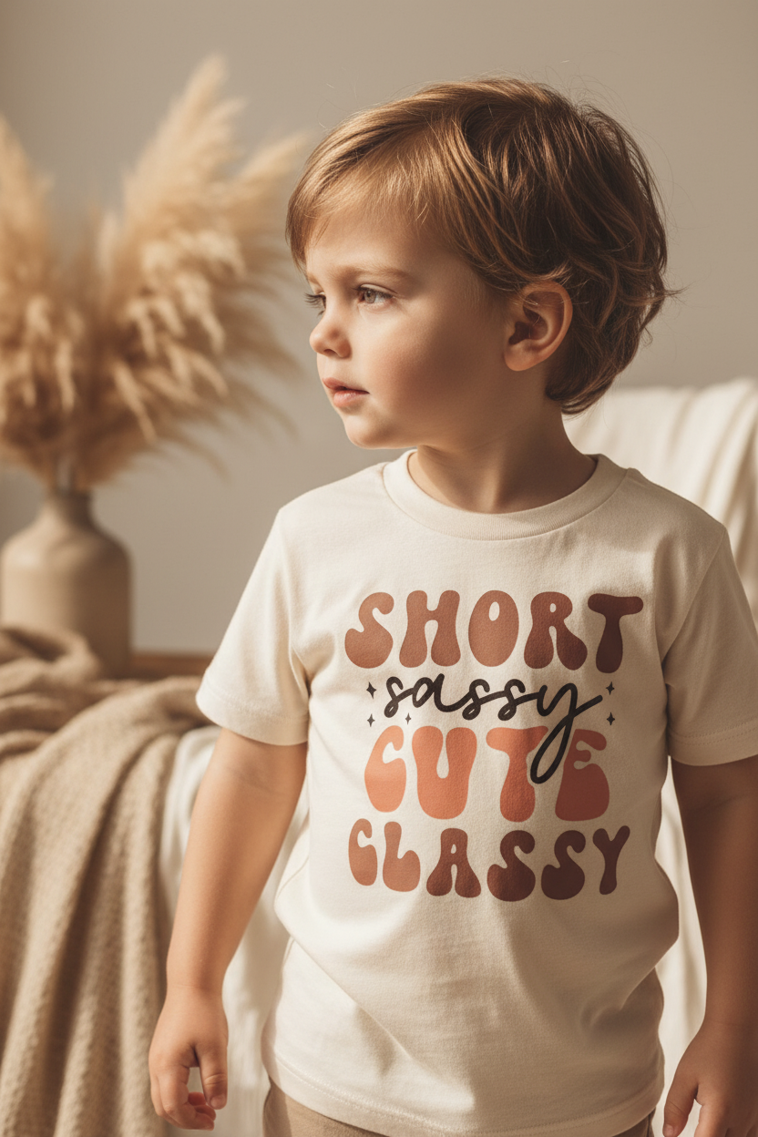 Short Sassy Cute Classy Kids Shirt – Retro Tee