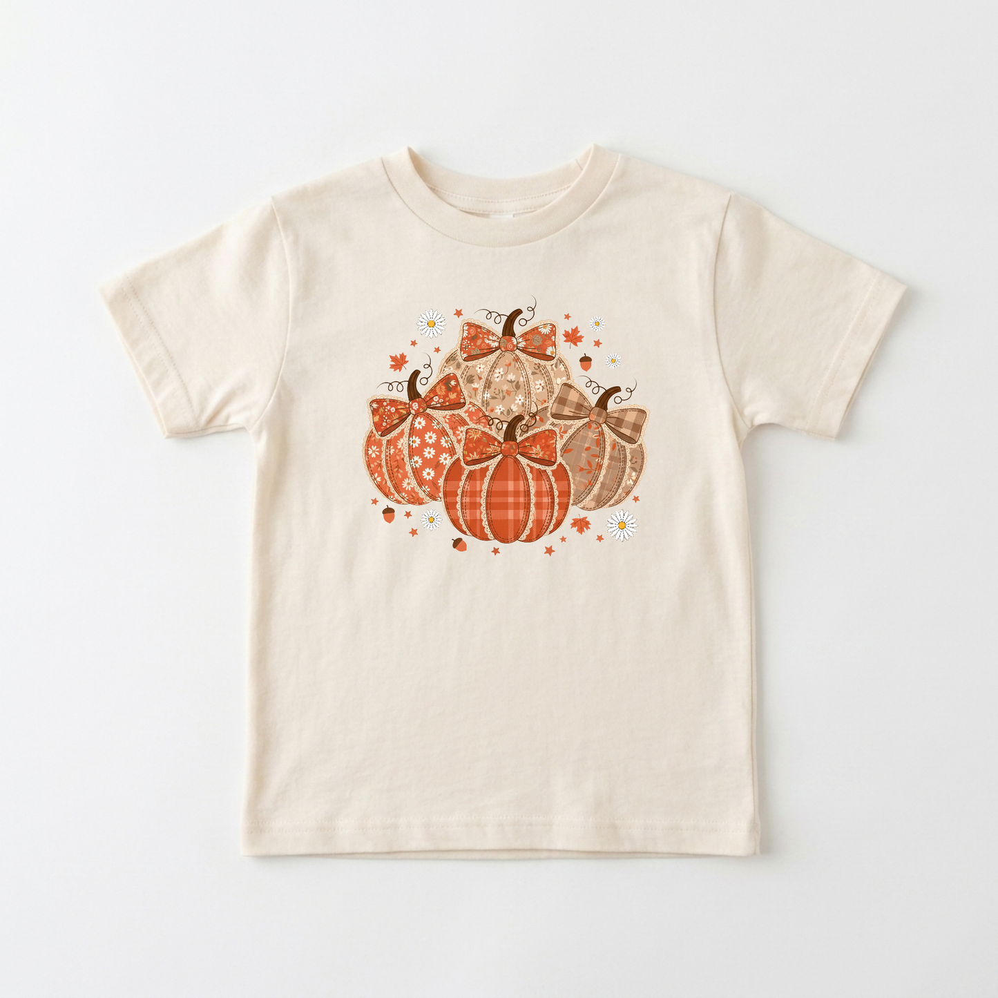 Patchwork Pumpkin Toddler Girls Shirt – Fall Floral Tee