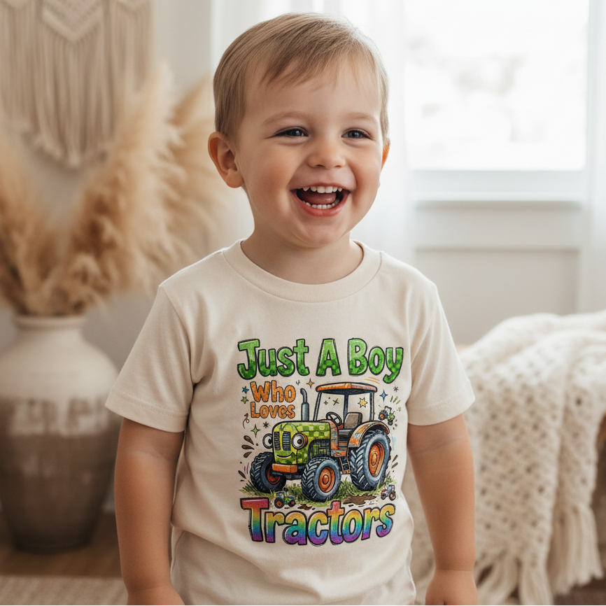 Just a Boy Who Loves Tractors Toddler Shirt – Farm Tractor Tee