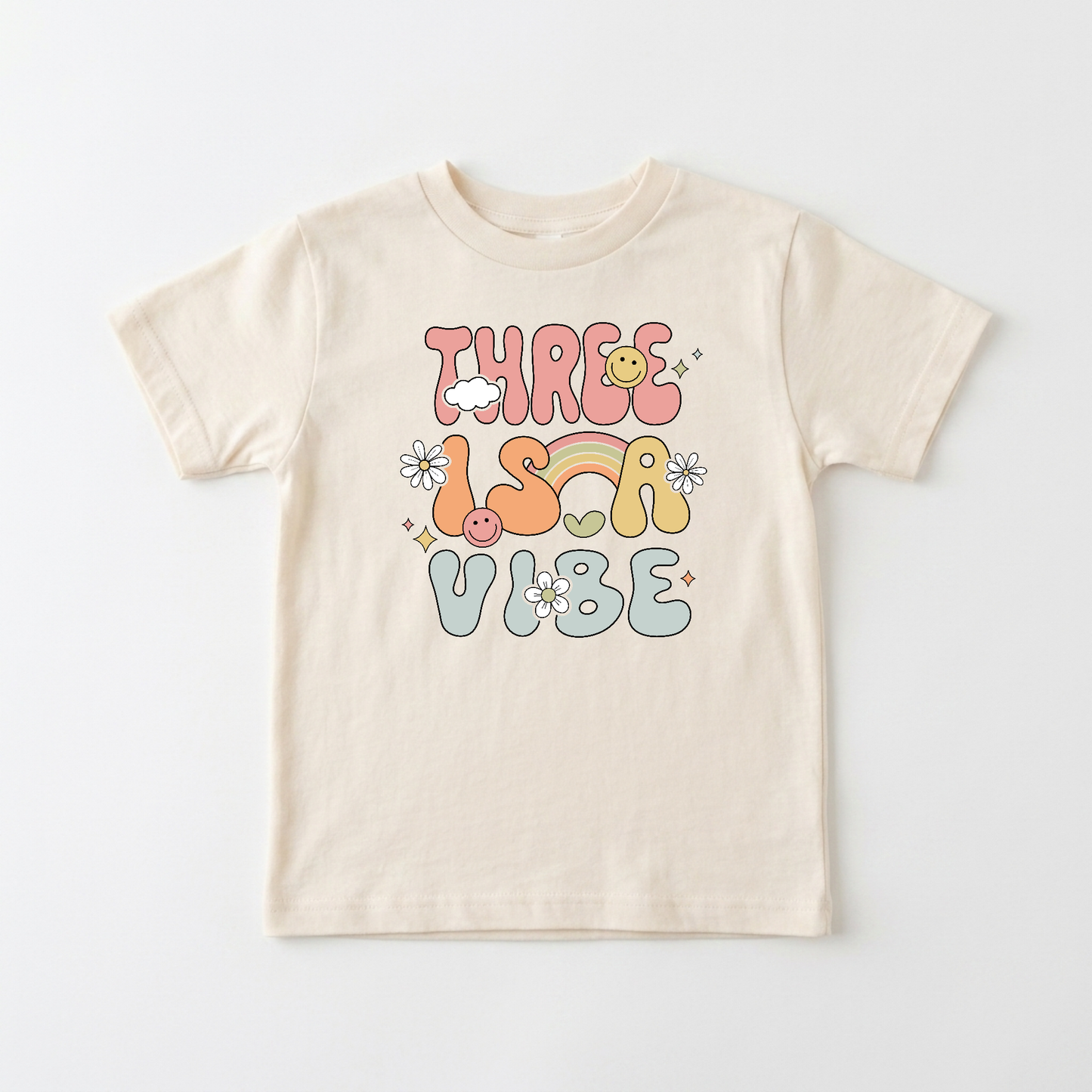 Three Is a Vibe Toddler Shirt – Retro 3rd Birthday Tee