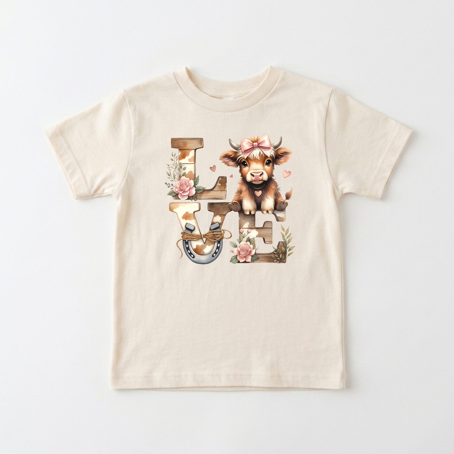 Love Highland Cow Tee – Youth Farmhouse Shirt