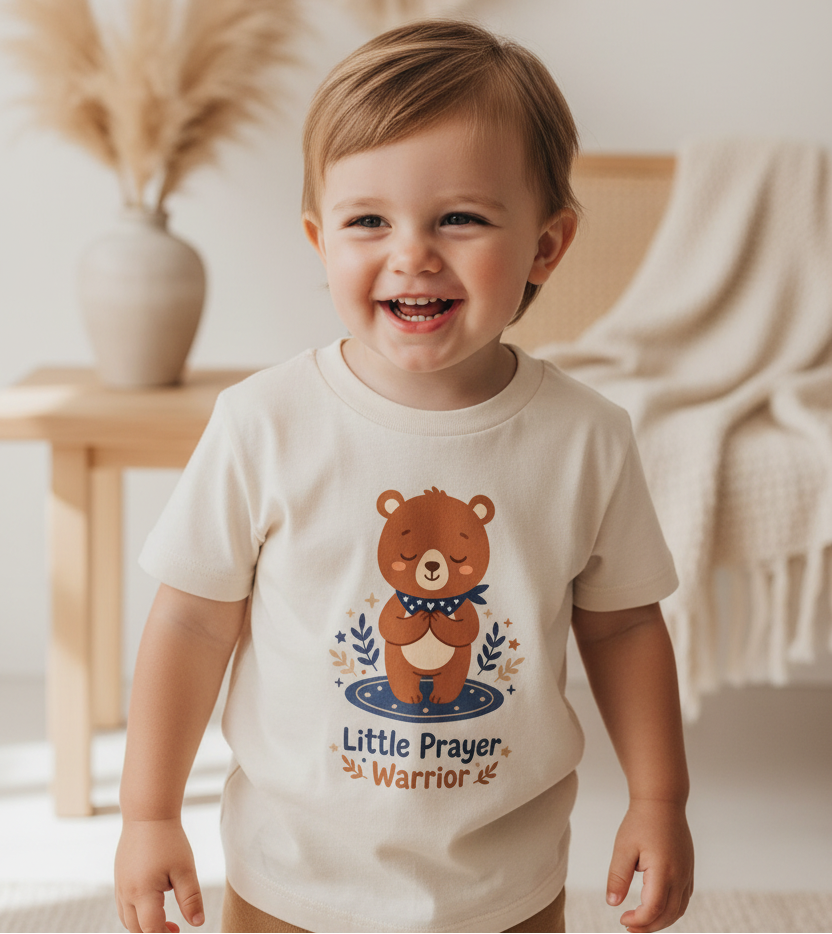 Little Prayer Warrior Bear Toddler Shirt – Faith Tee
