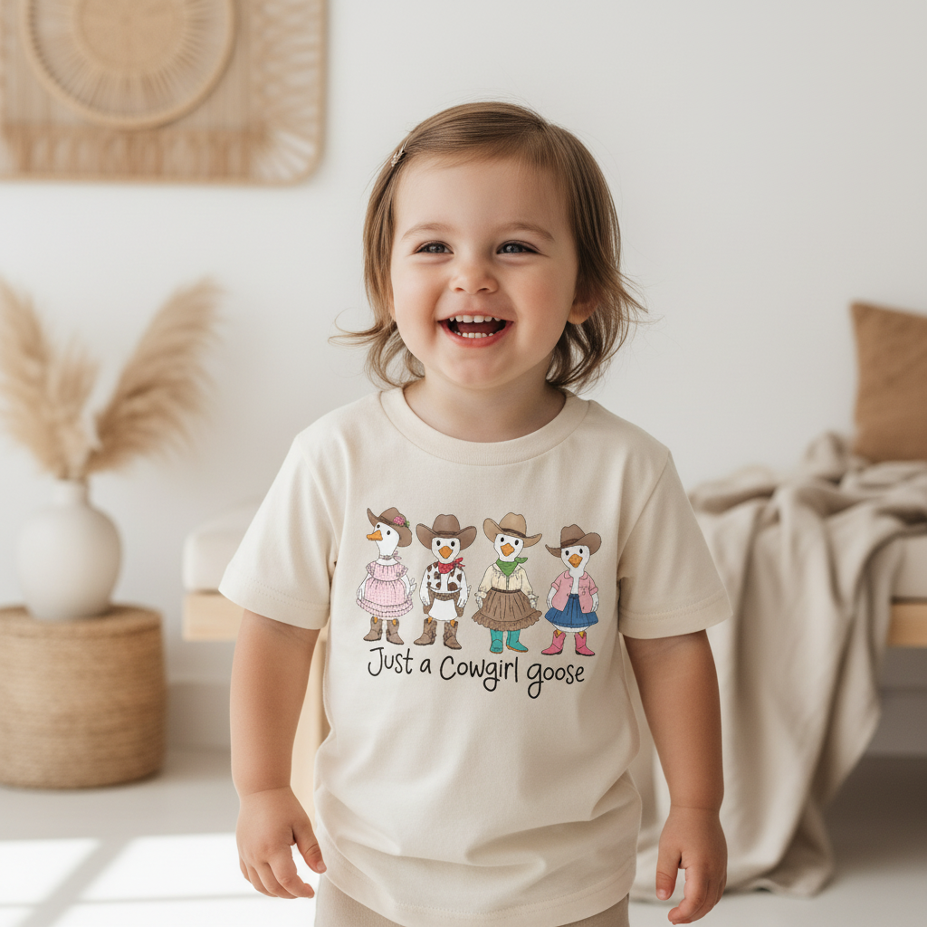 Just a Cowgirl Goose Toddler Girls Shirt – Western Tee