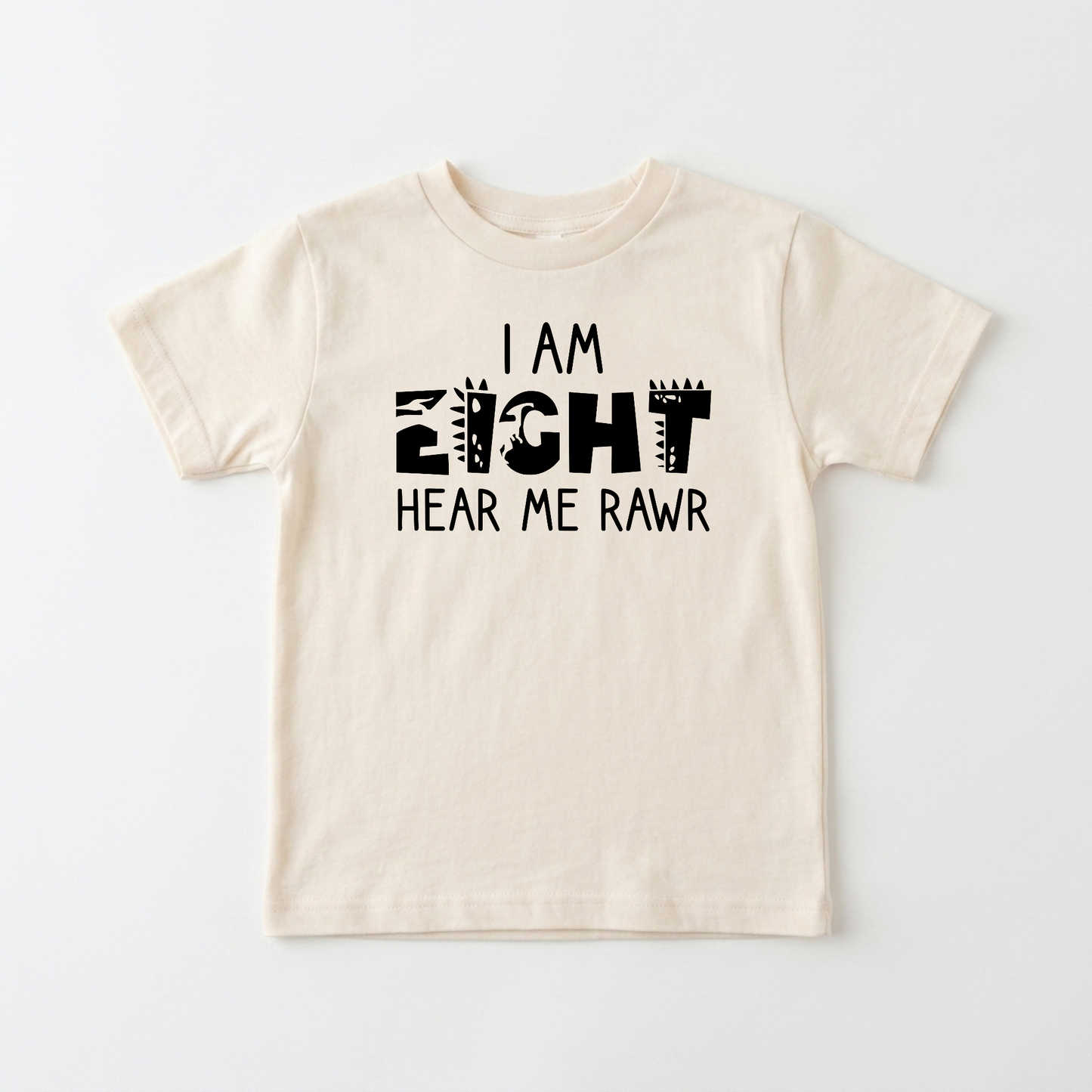 I Am Eight Hear Me Rawr Kids Shirt – Dinosaur 8th Birthday Tee