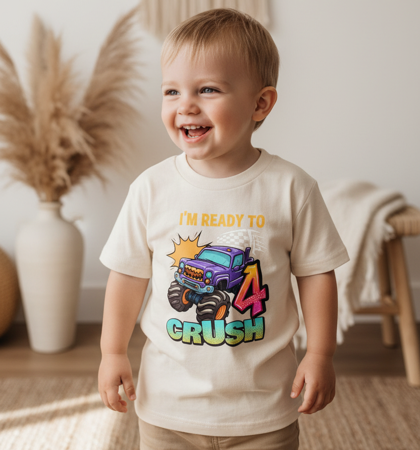 Ready to Crush 4 Toddler Shirt – Monster Truck Birthday Tee
