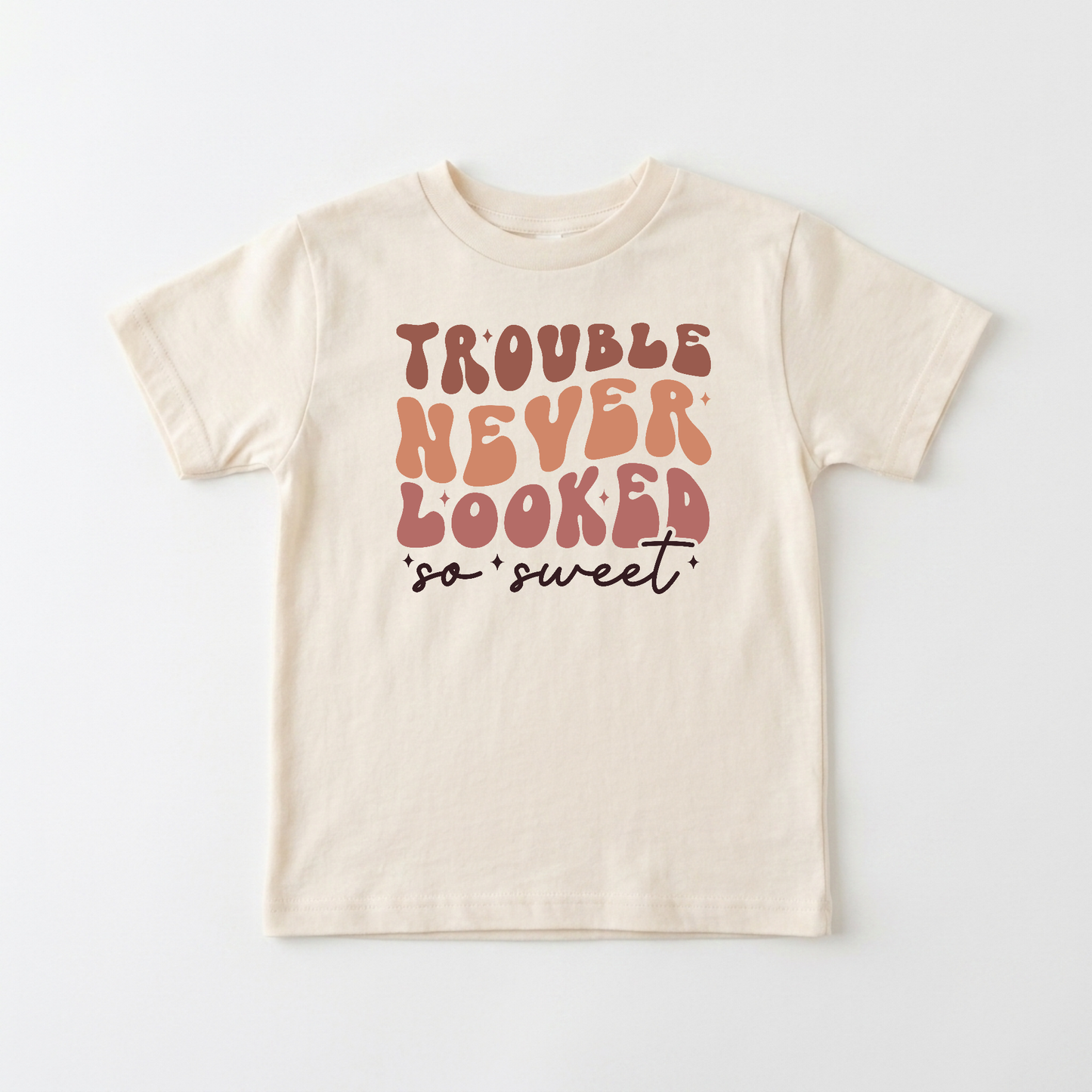 Trouble Never Looked So Sweet Kids Shirt – Funny Retro Tee