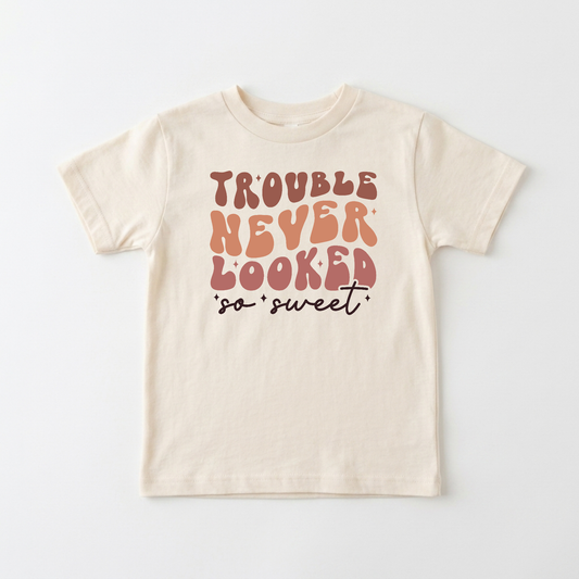 Trouble Never Looked So Sweet Kids Shirt – Funny Retro Tee