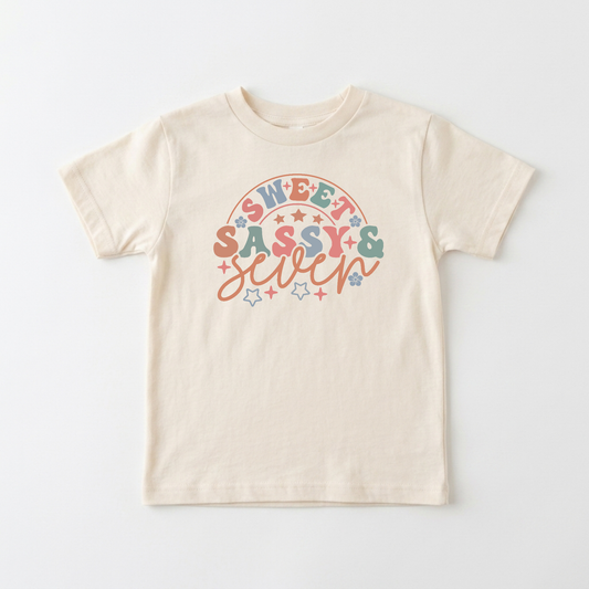 Sweet Sassy & Seven Kids Shirt – Retro 7th Birthday Tee