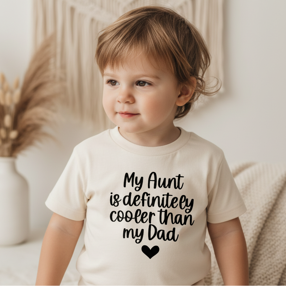 My Aunt Is Definitely Cooler Than My Dad Toddler Shirt – Funny Family Tee