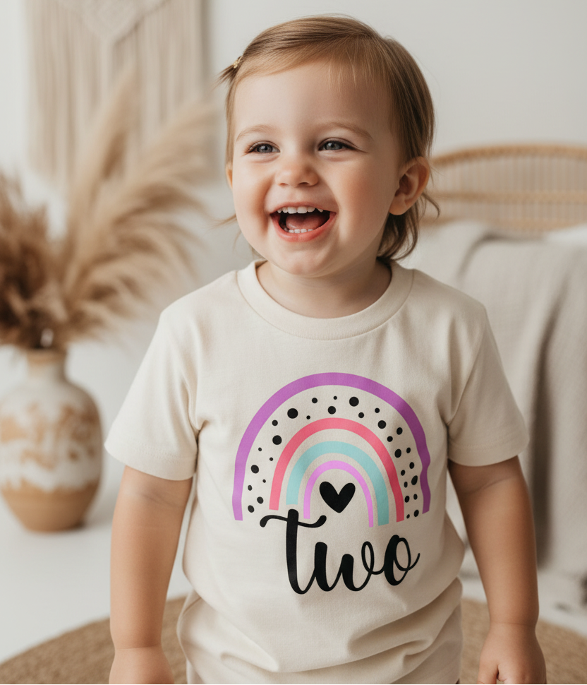 Rainbow Two Toddler Shirt – 2nd Birthday Tee