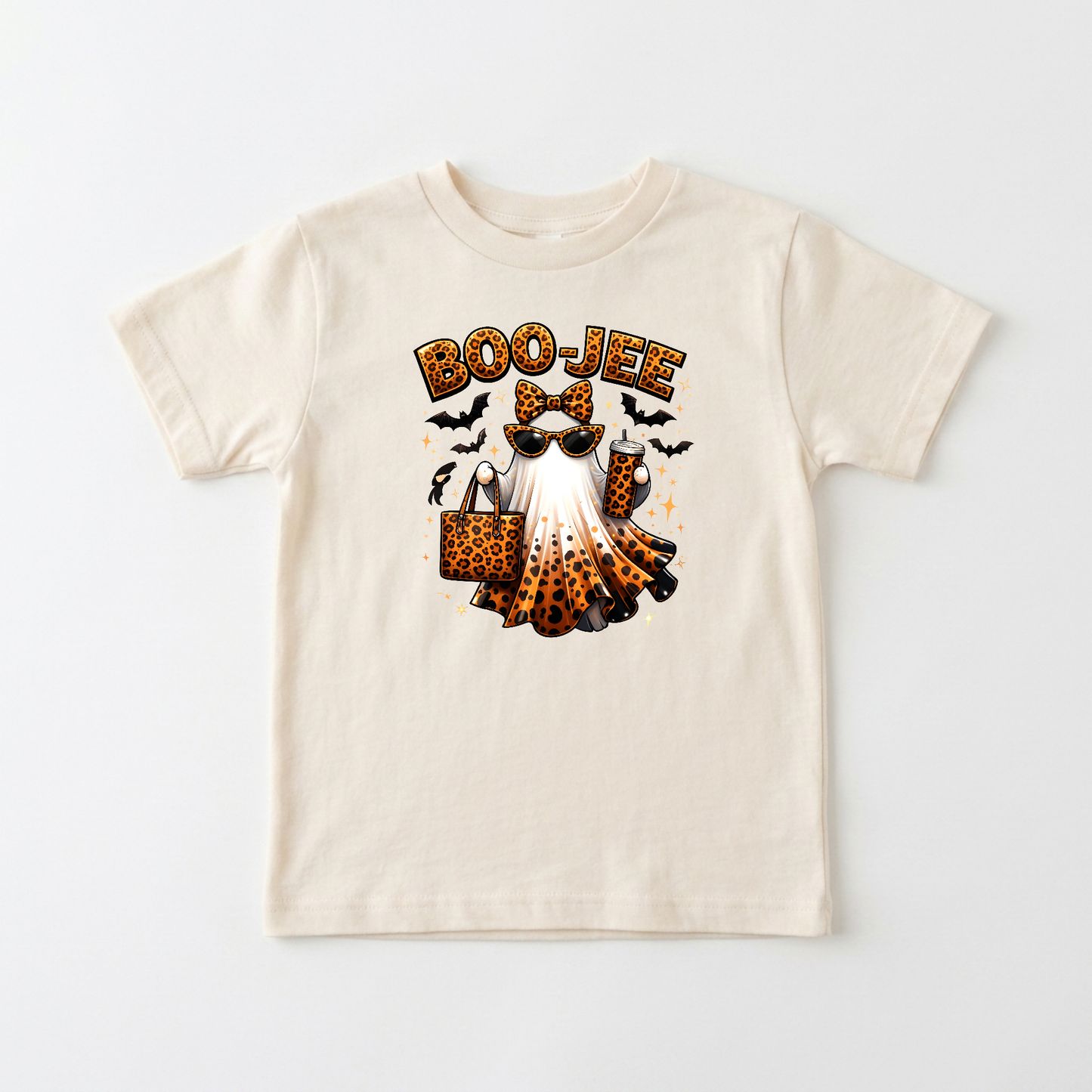 Boo-Jee Ghost Toddler Girls Shirt – Leopard Print Halloween Tee