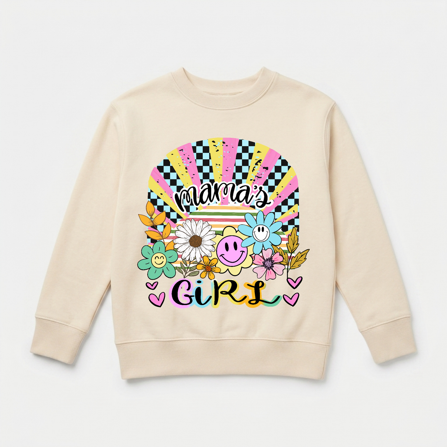 Mama's Girl Retro Kids Sweatshirt – Floral Pullover