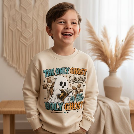 The Only Ghost I Know Kids Sweatshirt – Holy Ghost Halloween Pullover