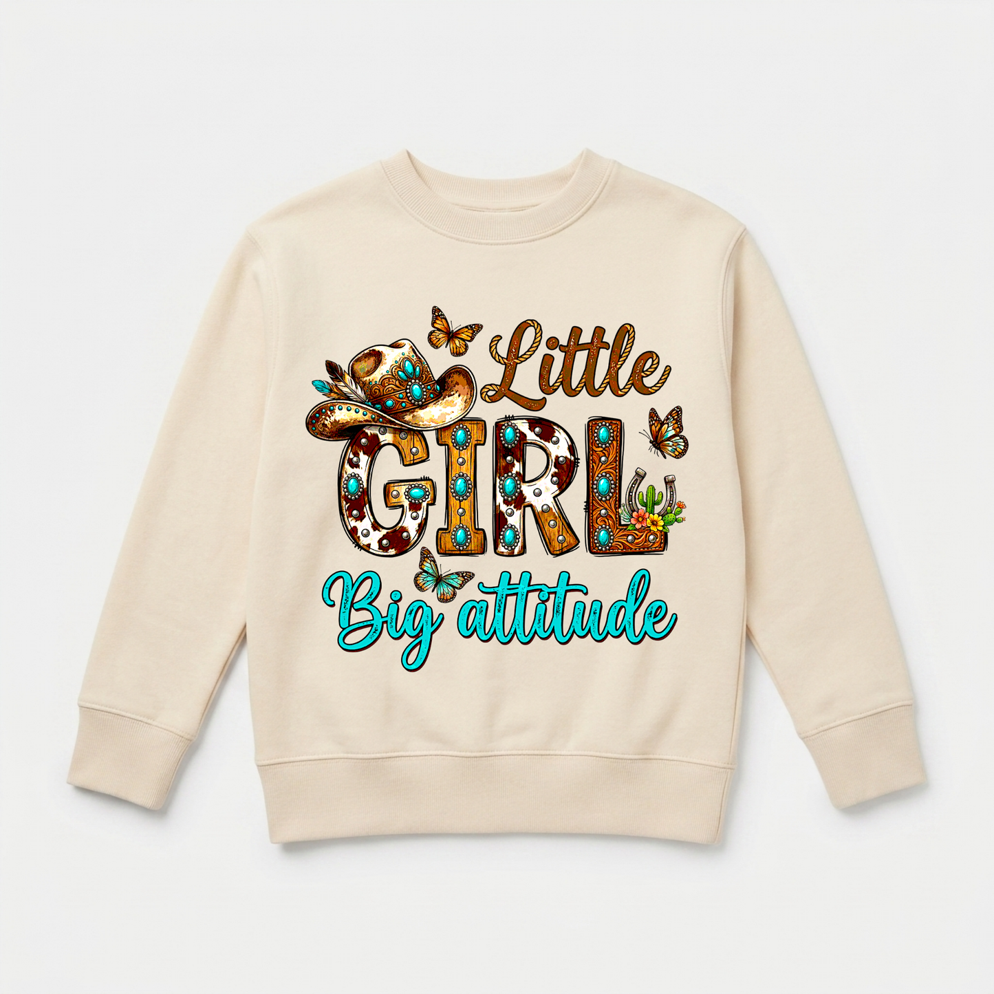 Little Girl Big Attitude Kids Sweatshirt – Western Cowgirl Pullover