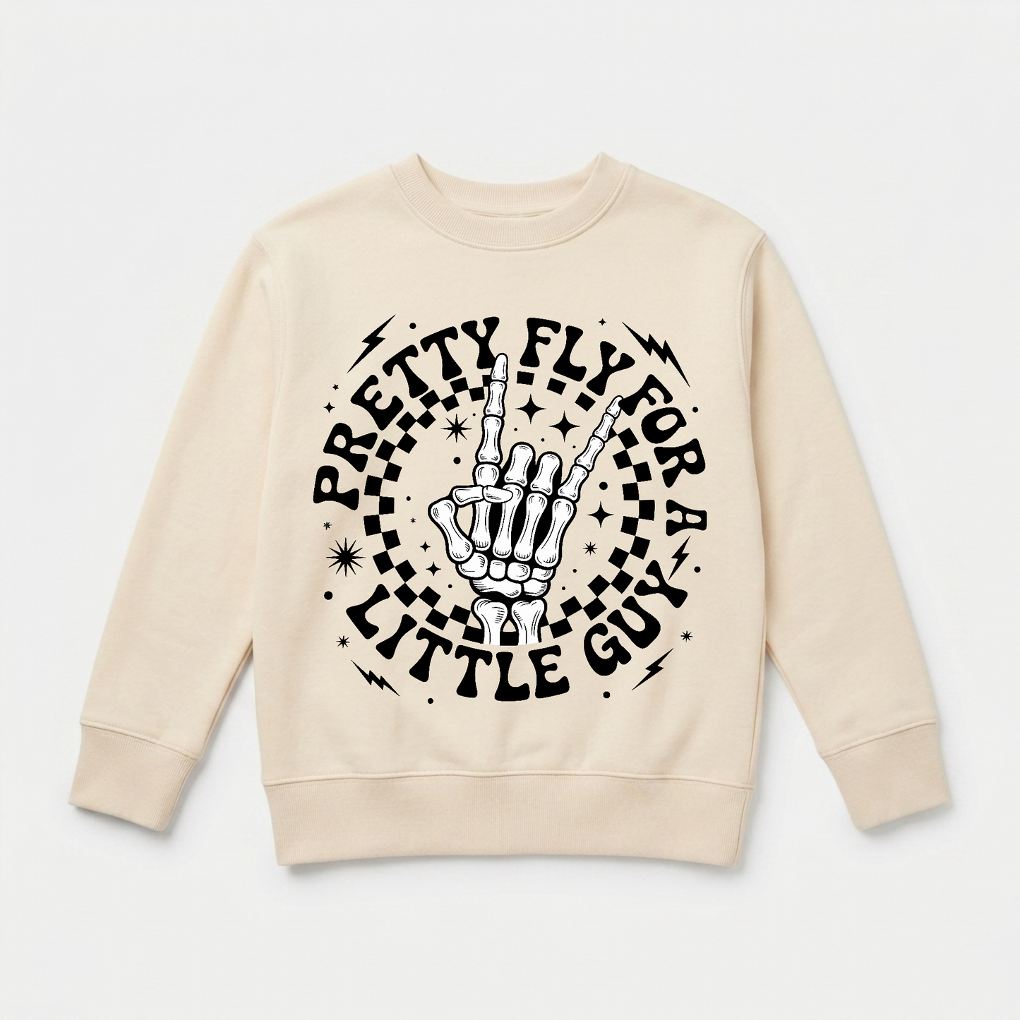 Pretty Fly for a Little Guy Kids Sweatshirt – Rock Skeleton Pullover