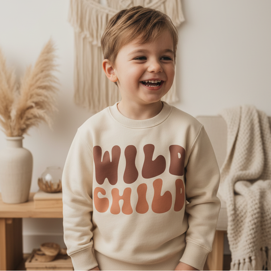 Wild Child Kids Sweatshirt – Boho Retro Pullover