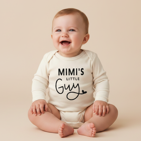 Long-Sleeve Mimi Baby Onesie – Mimi’s Little Guy Bodysuit