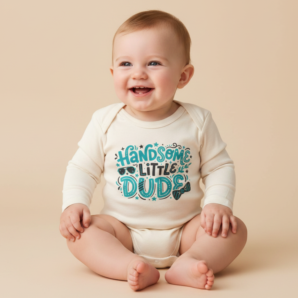 Long-Sleeve Baby Boy Onesie – Handsome Little Dude Bodysuit