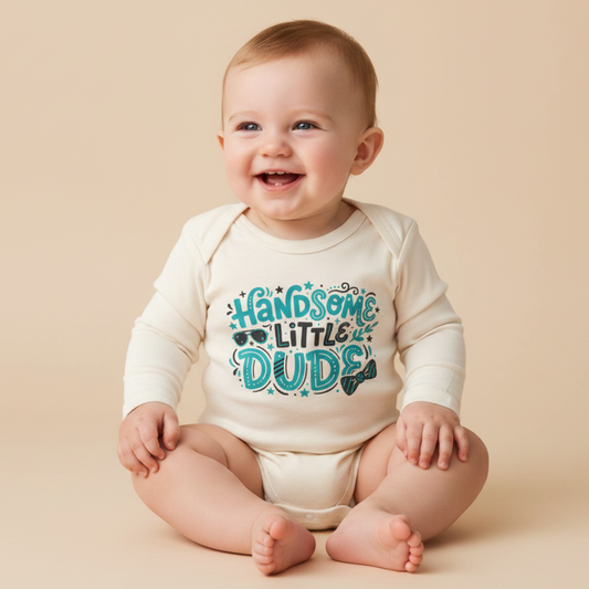 Long-Sleeve Baby Boy Onesie – Handsome Little Dude Bodysuit