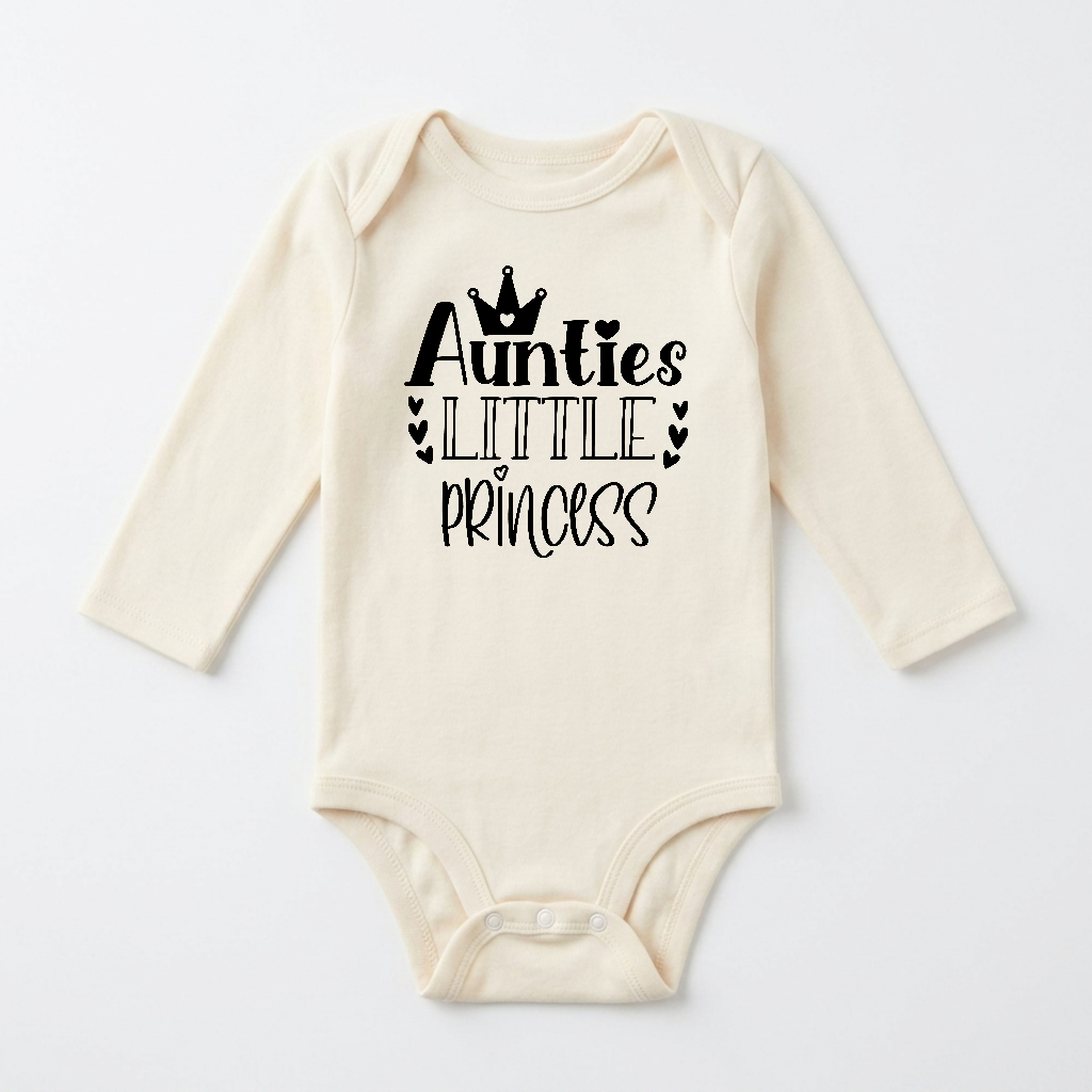 Long-Sleeve Aunt Baby Onesie – Auntie’s Little Princess Crown Bodysuit