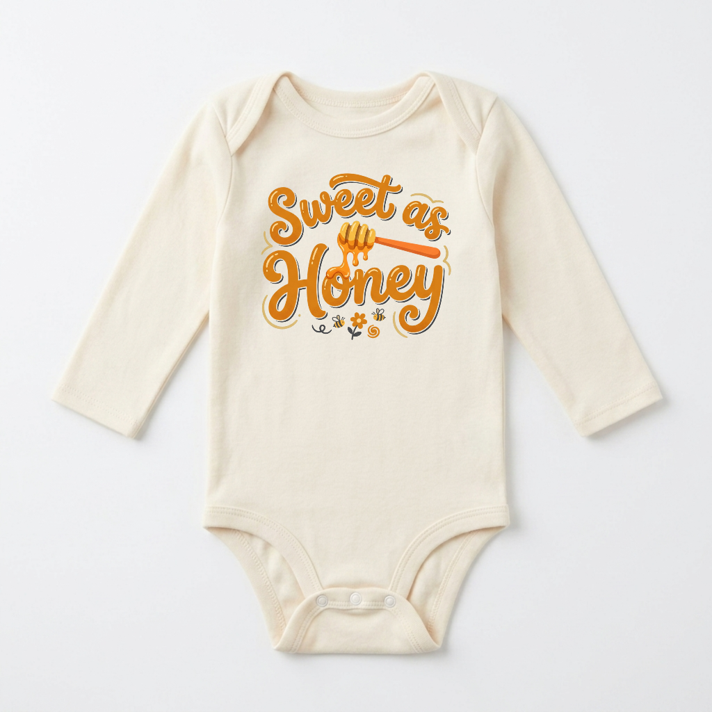 Long-Sleeve Unisex Baby Bee Onesie – Sweet as Honey Amber Bodysuit