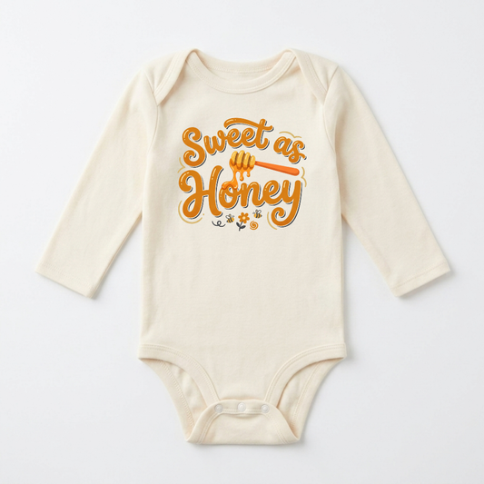 Long-Sleeve Unisex Baby Bee Onesie – Sweet as Honey Amber Bodysuit