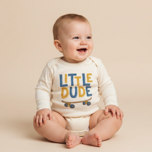 Long-Sleeve Skateboard Baby Onesie – Little Dude Bodysuit