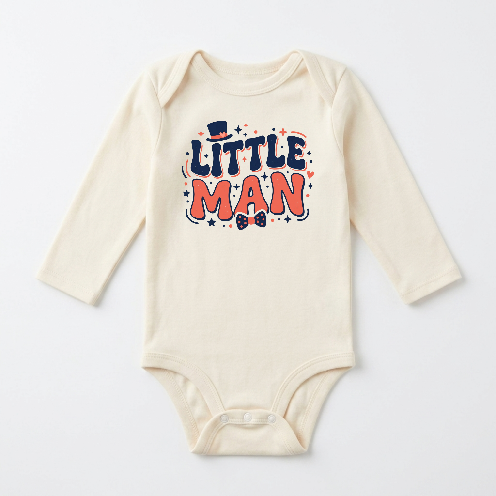 Long-Sleeve Baby Boy Onesie – Little Man Dapper Bodysuit