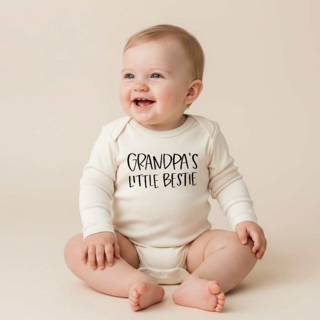 Long-Sleeve Grandpa Baby Onesie – Grandpa’s Little Bestie Bodysuit