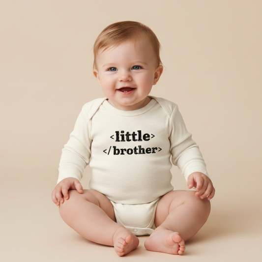 Long-Sleeve Little Brother Baby Onesie – HTML Code Sibling Bodysuit