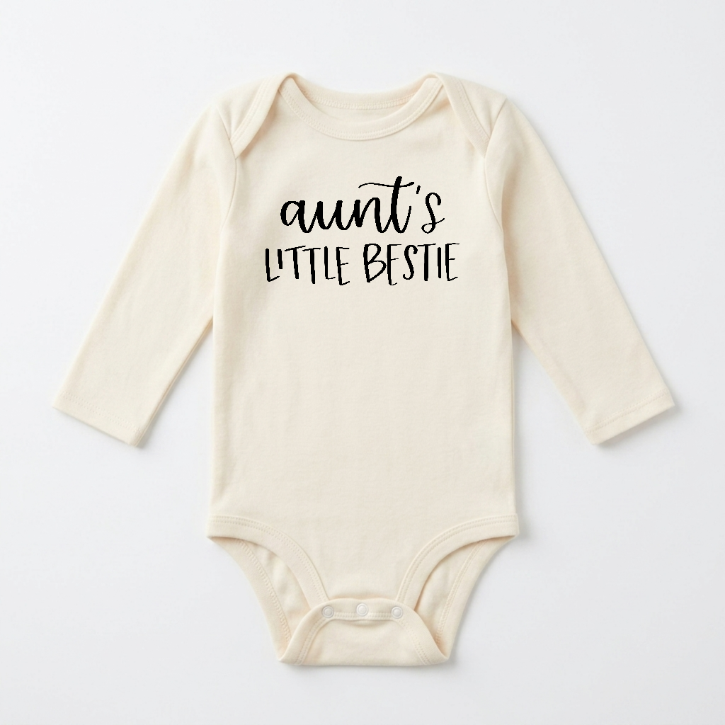 Long-Sleeve Aunt Baby Onesie – Aunt’s Little Bestie Bodysuit