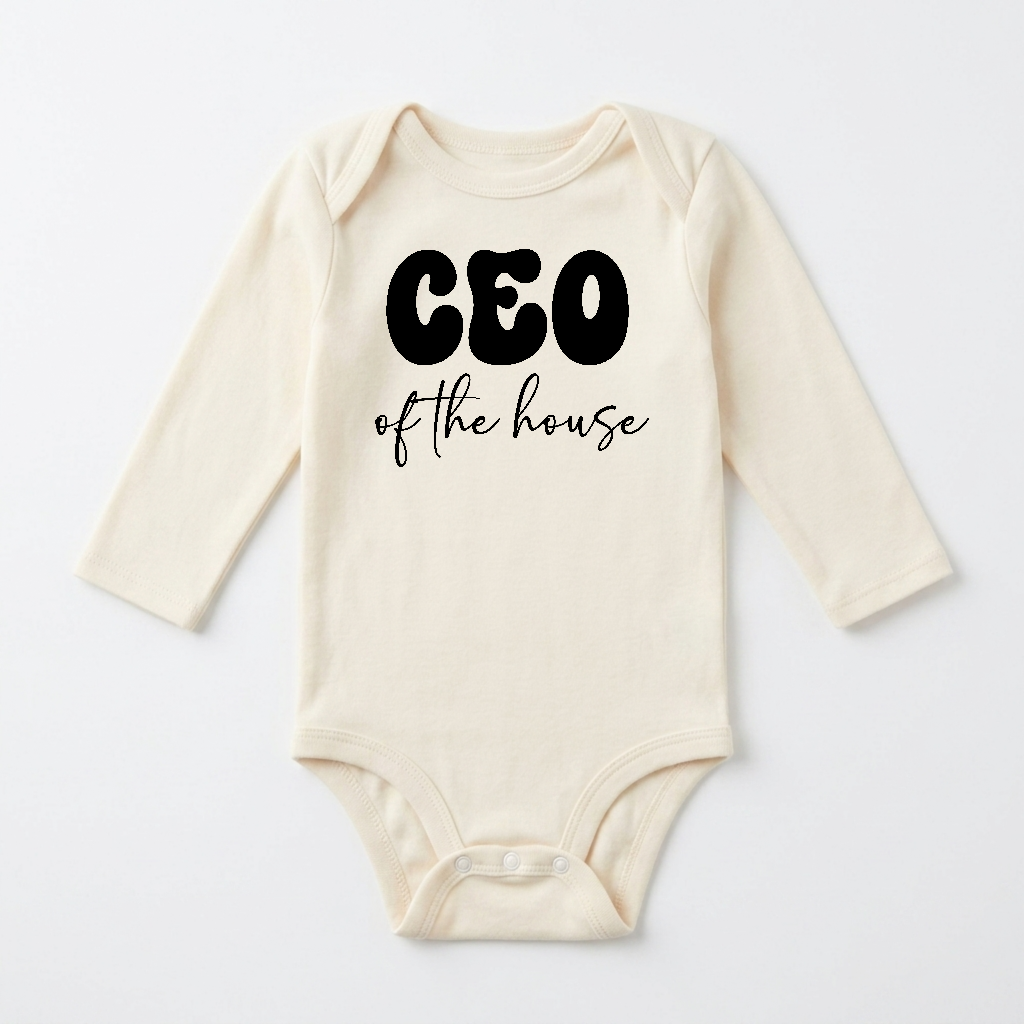 Long-Sleeve Funny Baby Onesie – CEO of the House Bodysuit