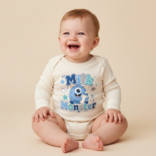 Long-Sleeve Funny Baby Onesie – Milk Monster Bodysuit
