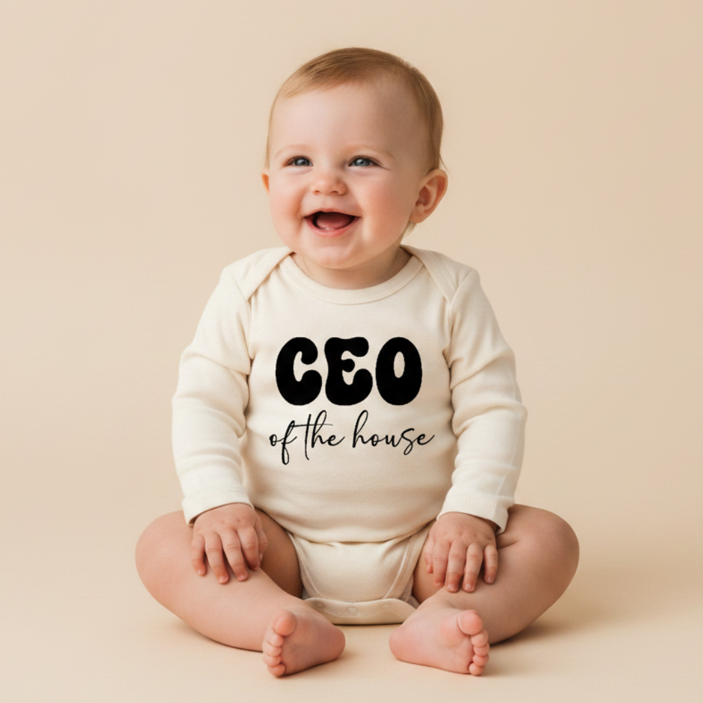 Long-Sleeve Funny Baby Onesie – CEO of the House Bodysuit