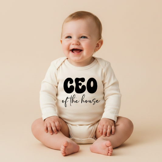 Long-Sleeve Funny Baby Onesie – CEO of the House Bodysuit