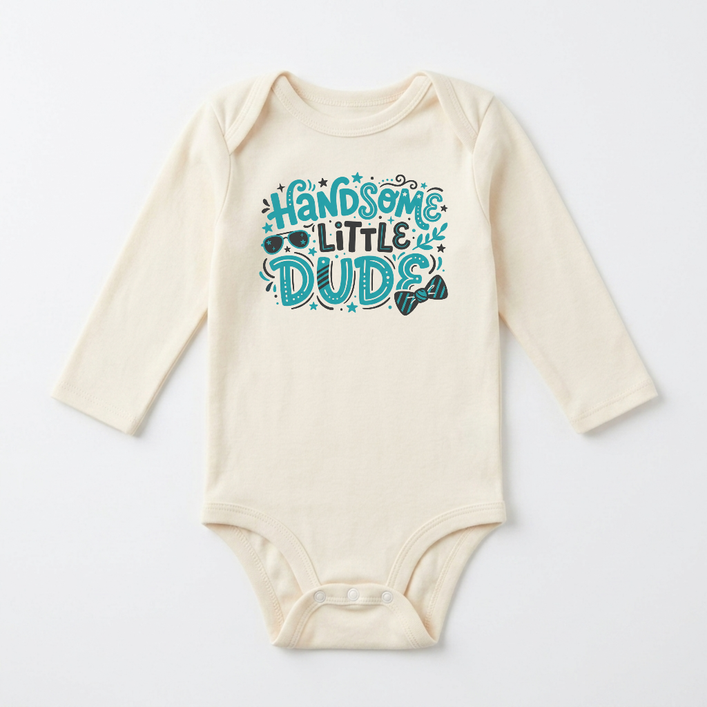 Long-Sleeve Baby Boy Onesie – Handsome Little Dude Bodysuit