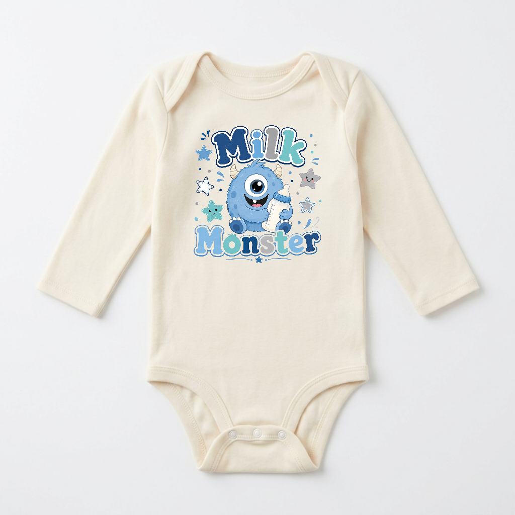 Long-Sleeve Funny Baby Onesie – Milk Monster Bodysuit