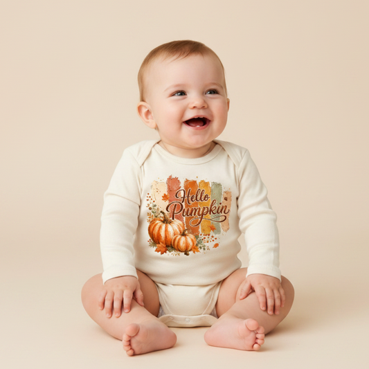 Long-Sleeve Fall Baby Onesie – Hello Pumpkin Bodysuit