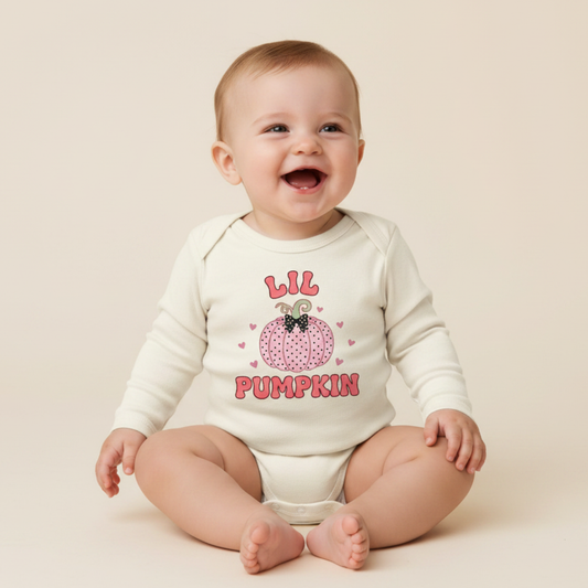 Long-Sleeve Pumpkin Baby Onesie for Girls – Lil Pumpkin Bodysuit