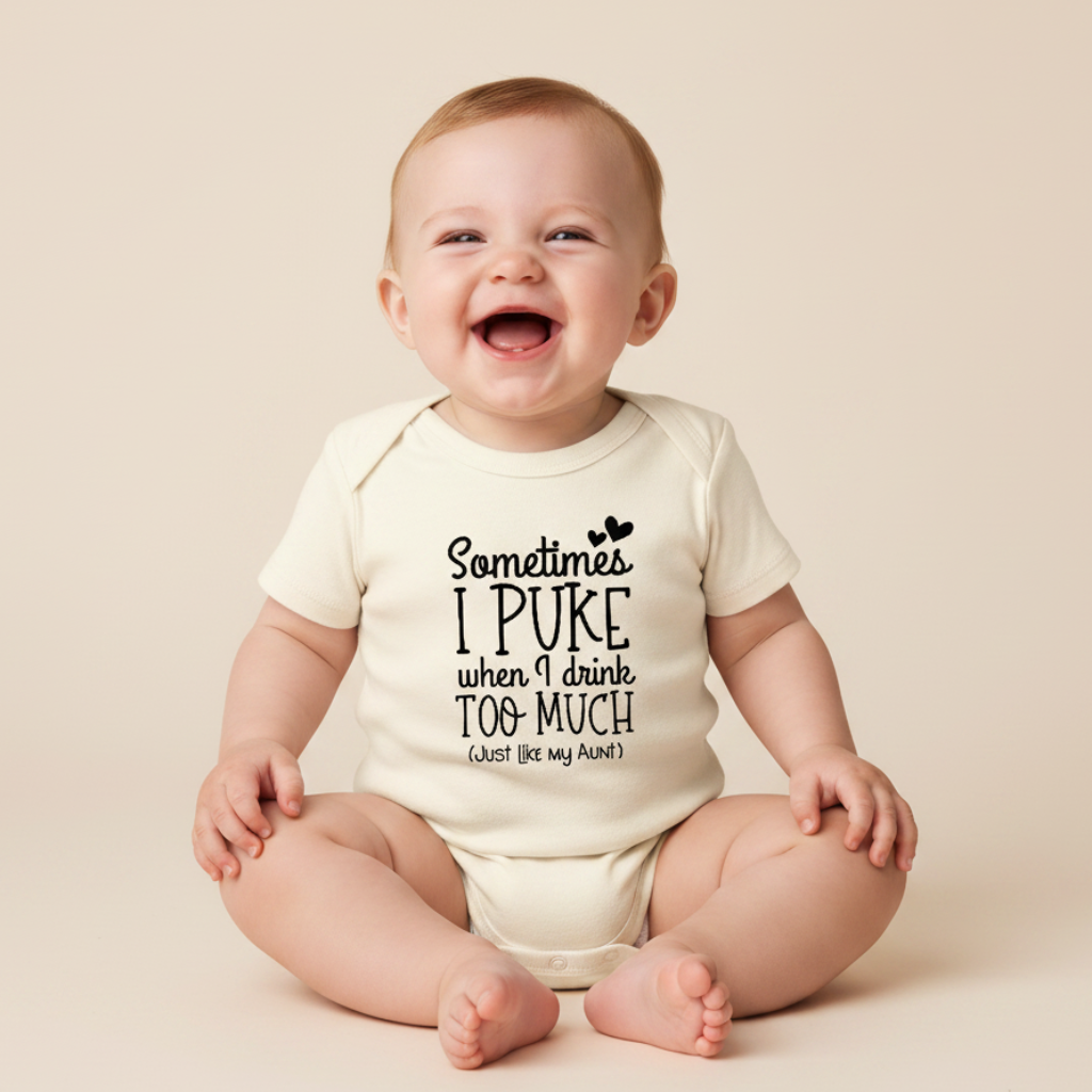 Funny Aunt Baby Onesie – Sometimes I Puke Short-Sleeve Bodysuit