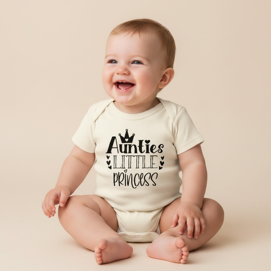 Aunt Baby Onesie – Auntie’s Little Princess Short-Sleeve Crown Bodysuit