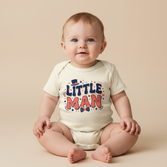 Baby Boy Onesie – Little Man Dapper Short-Sleeve Bodysuit