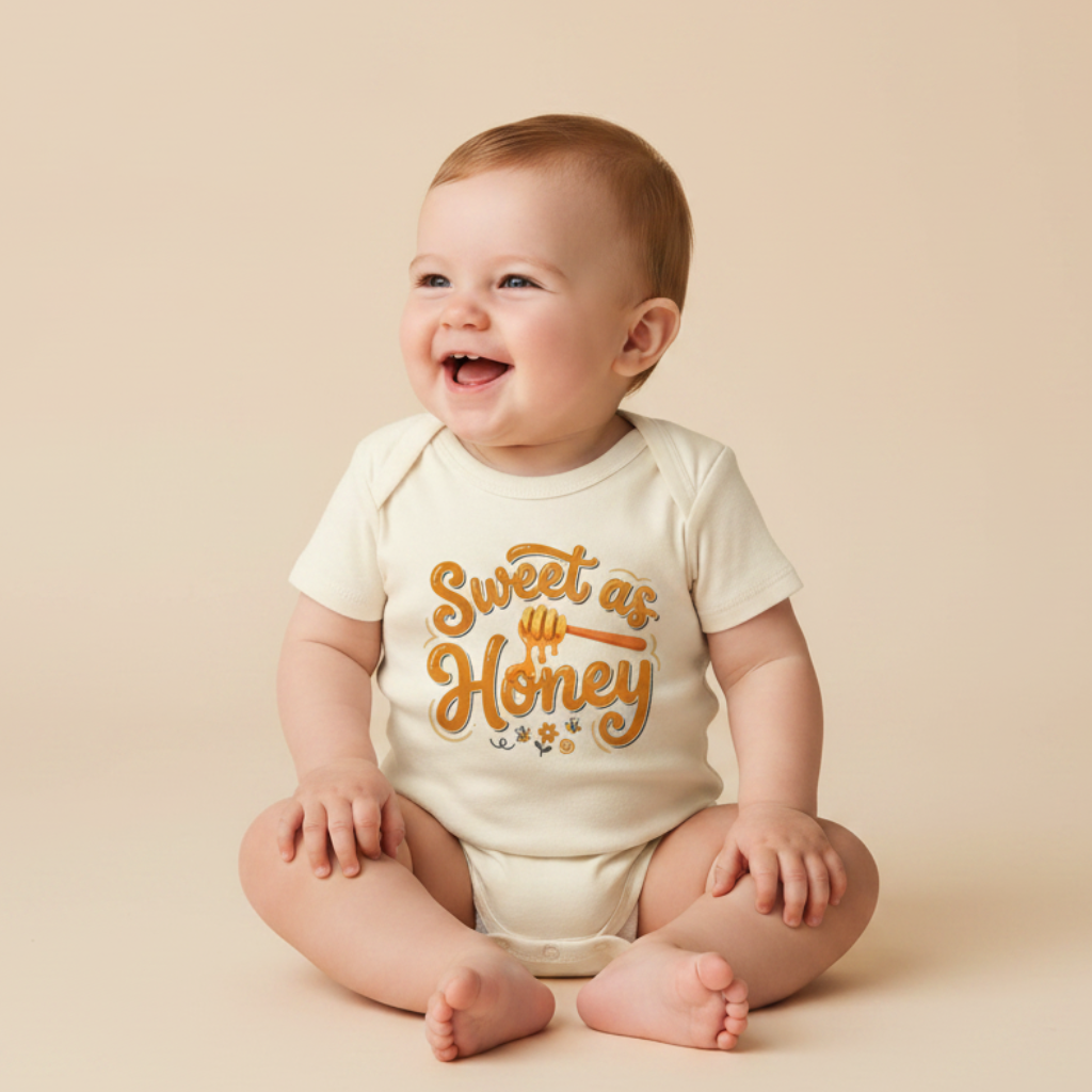 Unisex Baby Bee Onesie – Sweet as Honey Amber Short-Sleeve Bodysuit
