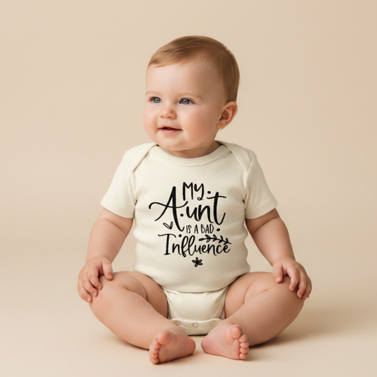 Funny Aunt Baby Onesie – My Aunt Is a Bad Influence Short-Sleeve Bodysuit